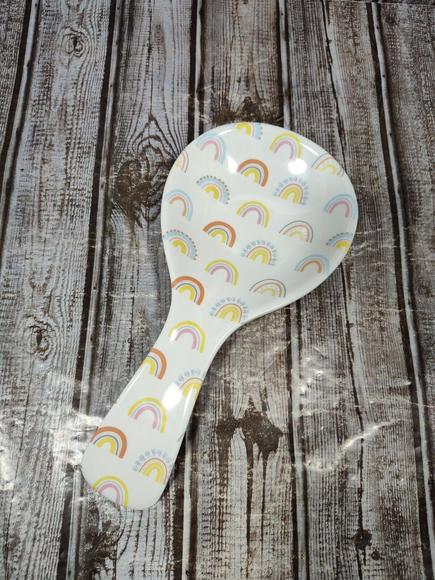 Pastel Rainbow BoHo Melamine Spoon Rest New  5" X 10" oversized Kitchen Utensil - Picture 2 of 5